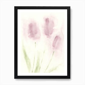 watercolor tulip tulips flower floral light pink purple mint green painting hand painted Art Print