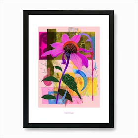 Coneflower 1 Neon Flower Collage Poster Art Print