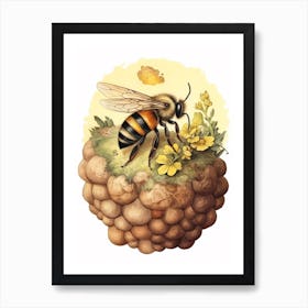 Mason Wasp Bee Beehive Watercolour Illustration 1 Art Print