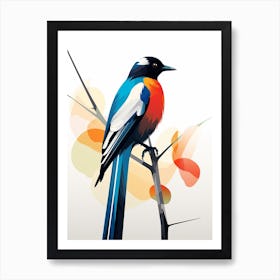 Colourful Geometric Bird Magpie 5 Art Print