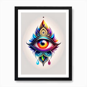 The Ajna Chakra, Symbol, Third Eye Tattoo 3 Art Print