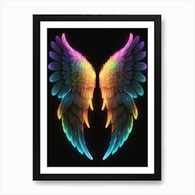 Neon Angel Wings 4 Art Print