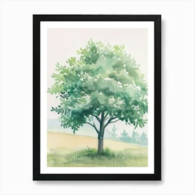 Peach Tree Atmospheric Watercolour Painting 1 Art Print