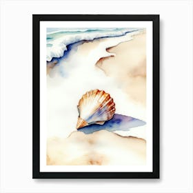 Seashell on the beach, watercolor painting 10 Art Print