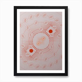 Geometric Abstract Glyph Circle Array in Tomato Red n.0133 Art Print
