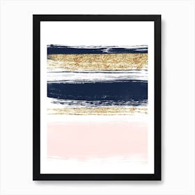 Gold, Blue and Pink Strokes Art Print