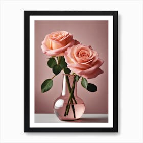 A Vase Of Pink Roses 33 Art Print