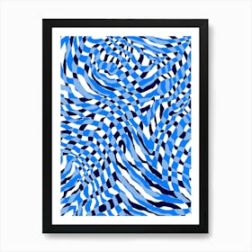 Op Art Checkerboard - Blue White Art Print