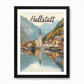 Aihrgdesign A Classic 1960s Travel Poster For Hallstatt 2 Art Print