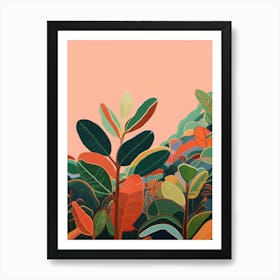 Boho Plant Painting Rubber Tree Ficus 1 Art Print