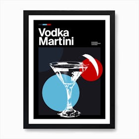 Mid Century Dark Vodka Martini Cocktail Art Print