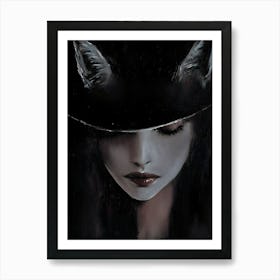 Dark Gothic Fox Hat Art Print