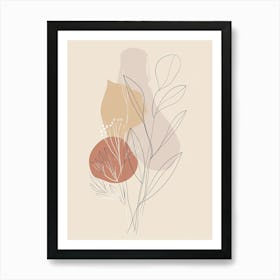 Dubai Botanical Garden Boho Line Art Art Print