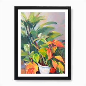 Maranta 3 Impressionist Painting Plant Art Print