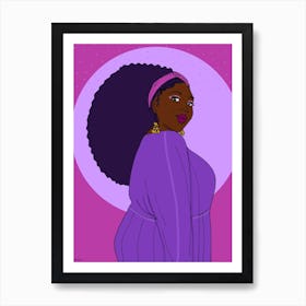 Black Girl With Big purple afro Art Print