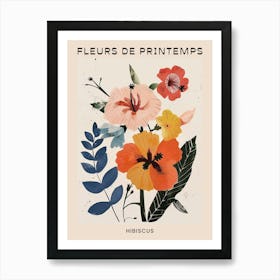 Spring Floral French Poster  Hibiscus 1 Art Print