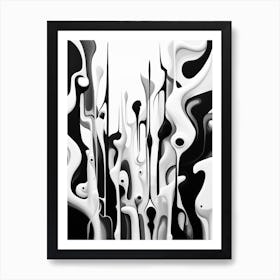 Evolution Abstract Black And White 4 Art Print