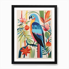 Colourful Scandi Bird Macaw 4 Art Print