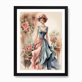 Vintage Woman In A Dress Art Print