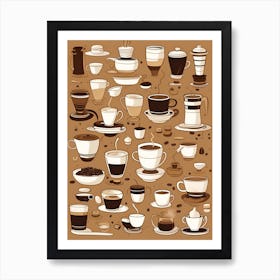 Coffee Cups And Saucers Art Print