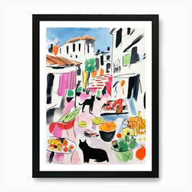 The Food Market In Vienna 1 Illustration Art Print