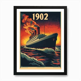 Aihrgdesign A Vintage Travel Poster Of A Grand Ocean Liner Cr 178cf678 17d6 4716 912e 1583dca501a6 1 Art Print