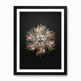 Vintage Autumn Crocus Flower Wreath on Wrought Iron Black n.2606 Art Print