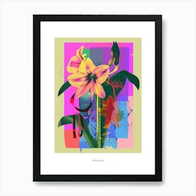 Amaryllis 5 Neon Flower Collage Poster Art Print