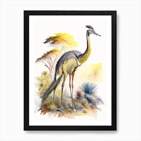 Ornithomimus Watercolour Dinosaur Art Print
