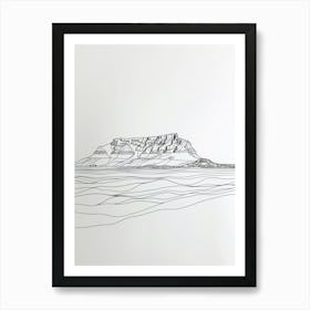 Table Mountain South Africa Line Drawing 1 Art Print