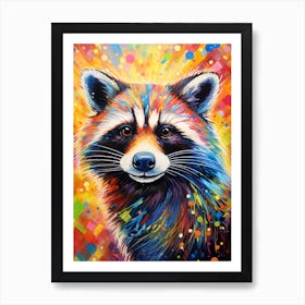 A Common Raccoon Vibrant Paint Splash 3 Art Print