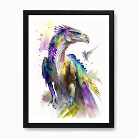 Sinraptor Watercolour Dinosaur Art Print