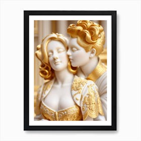 Fantasy Couple Kissing Art Print