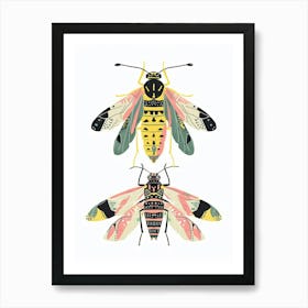 Colourful Insect Illustration Yellowjacket 3 Art Print