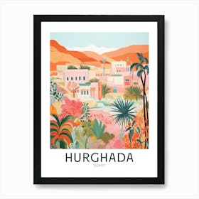 Hurghada, Egypt Maximalist Travel Poster Vibrant Colour Art Print