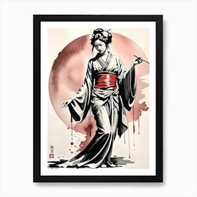 Stylish Geisha Japanese Art Art Print