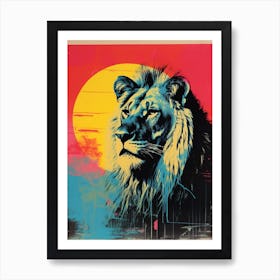 Lion Pop Art Risograph Inspired 2 Art Print
