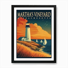 Martha's Vineyard, Massachusetts - Lighthouse Art Print