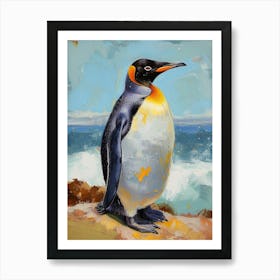 King Penguin Fernandina Island Colour Block Painting 2 Art Print