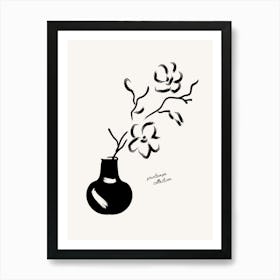 Black And White Flowers In A Vase Art Print