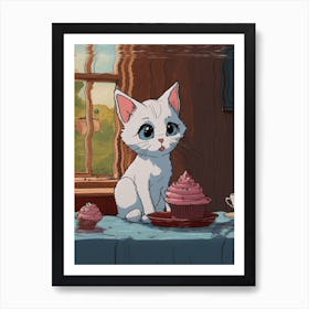 Little White Cat Art Print