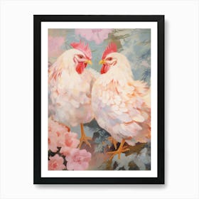 Pink Ethereal Bird Painting Chicken 4 Art Print