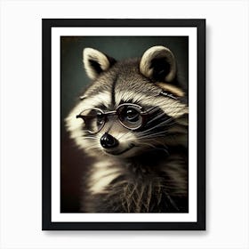 Raccoon Wearing Glasses Vintage 4 Art Print