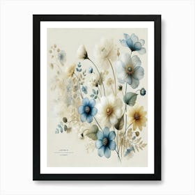 Dry Bouquet Art Blue Flowers Canvas Print Art Print