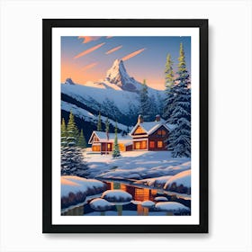 extraordinary lighting, Anne Beecher style, with a beautiful snowy landscape, 1 Art Print