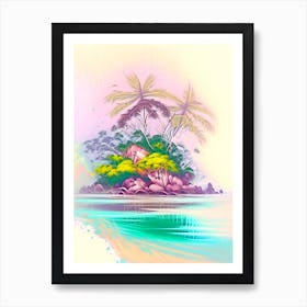 Curieuse Island Seychelles Watercolour Pastel Tropical Destination Art Print