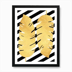 Golden tropical leaves 2 Art Print