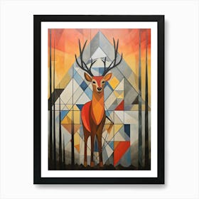Deer Abstract Pop Art 8 Art Print