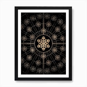 Geometric Glyph Radial Array in Glitter Gold on Black n.0483 Art Print