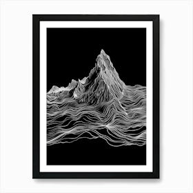 Ben Lui Mountain Line Drawing 1 Art Print